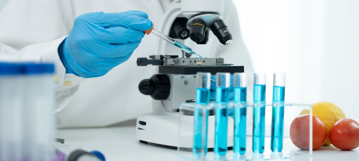 Scientist check chemical whole grains residues in laboratory. Control experts inspect the concentration of chemical residues.